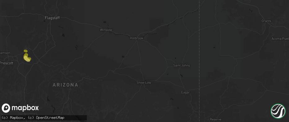 Hail map in Snowflake, AZ on July 20, 2026