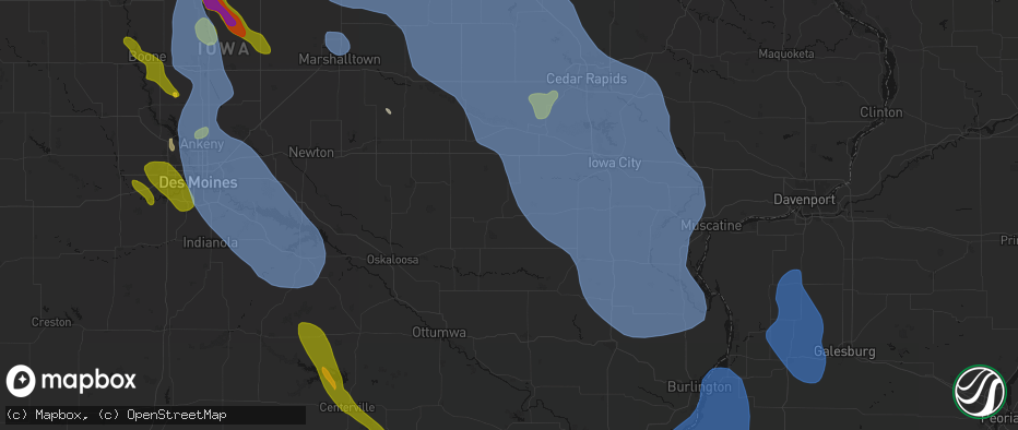 Hail map in South English, IA on July 20, 2026