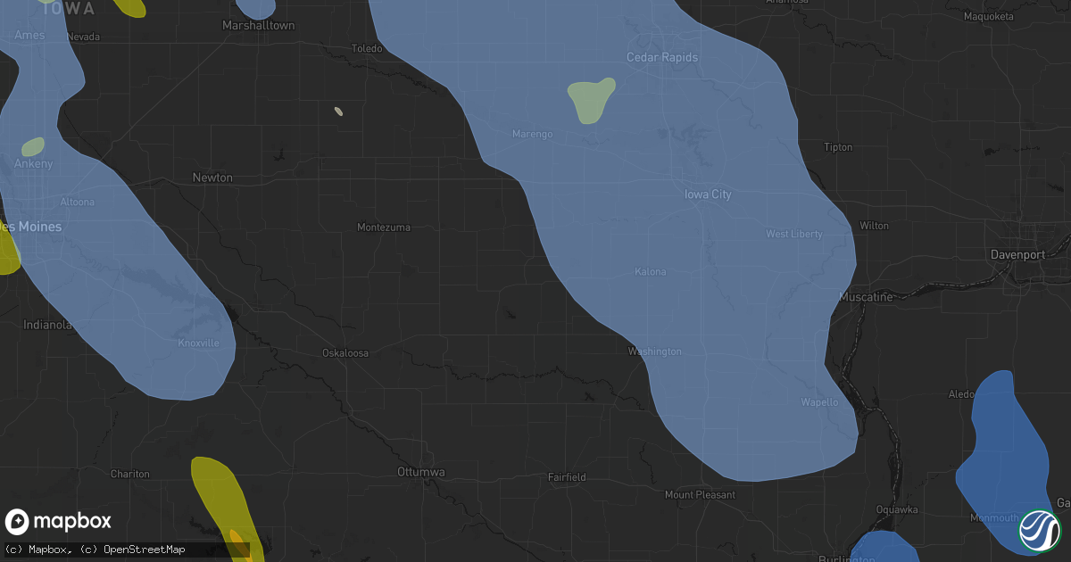 Hail map in South English, IA on July 20, 2026