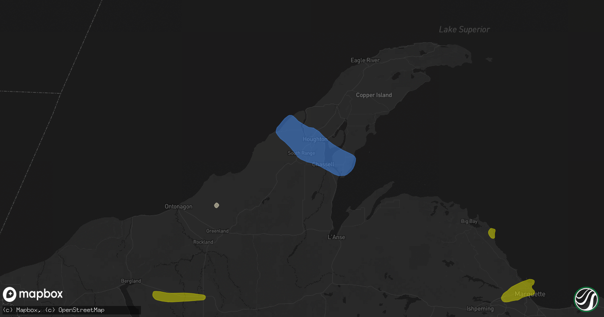 Hail map in South Range, MI on July 20, 2026