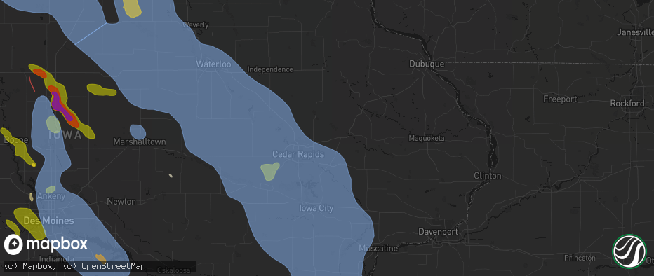 Hail map in Springville, IA on July 20, 2026