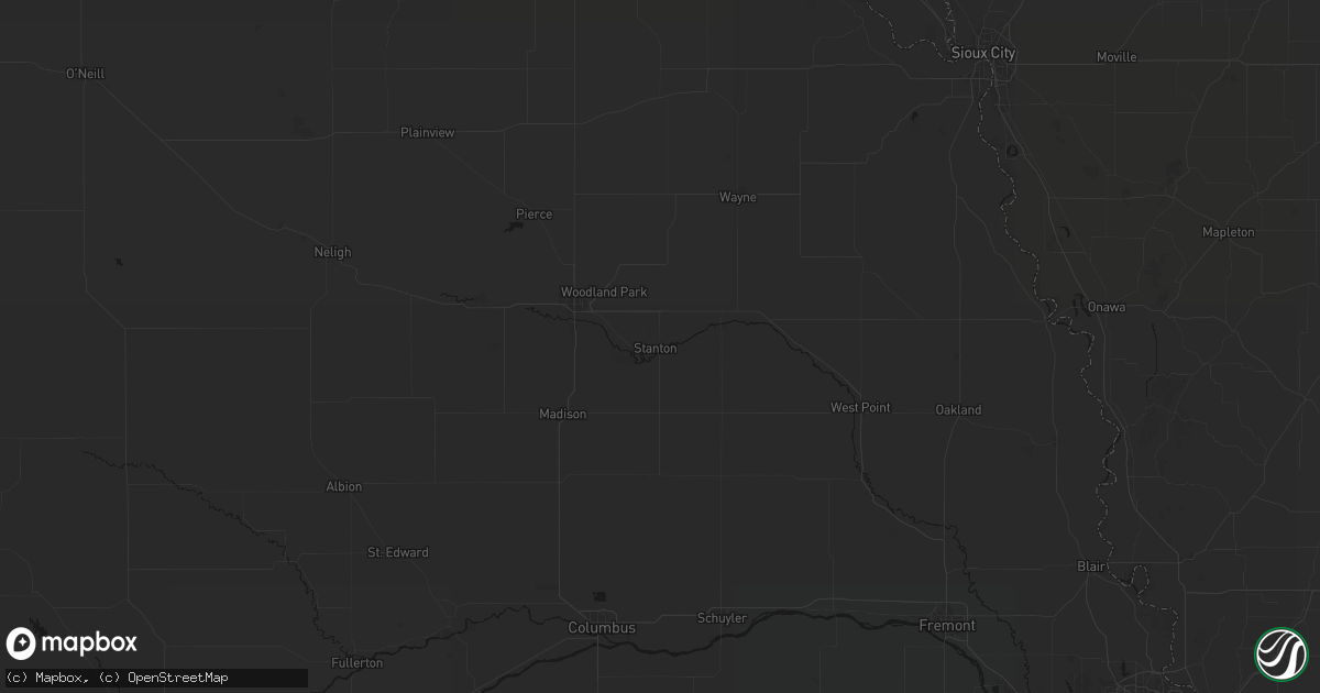 Hail map in Stanton, NE on July 20, 2026