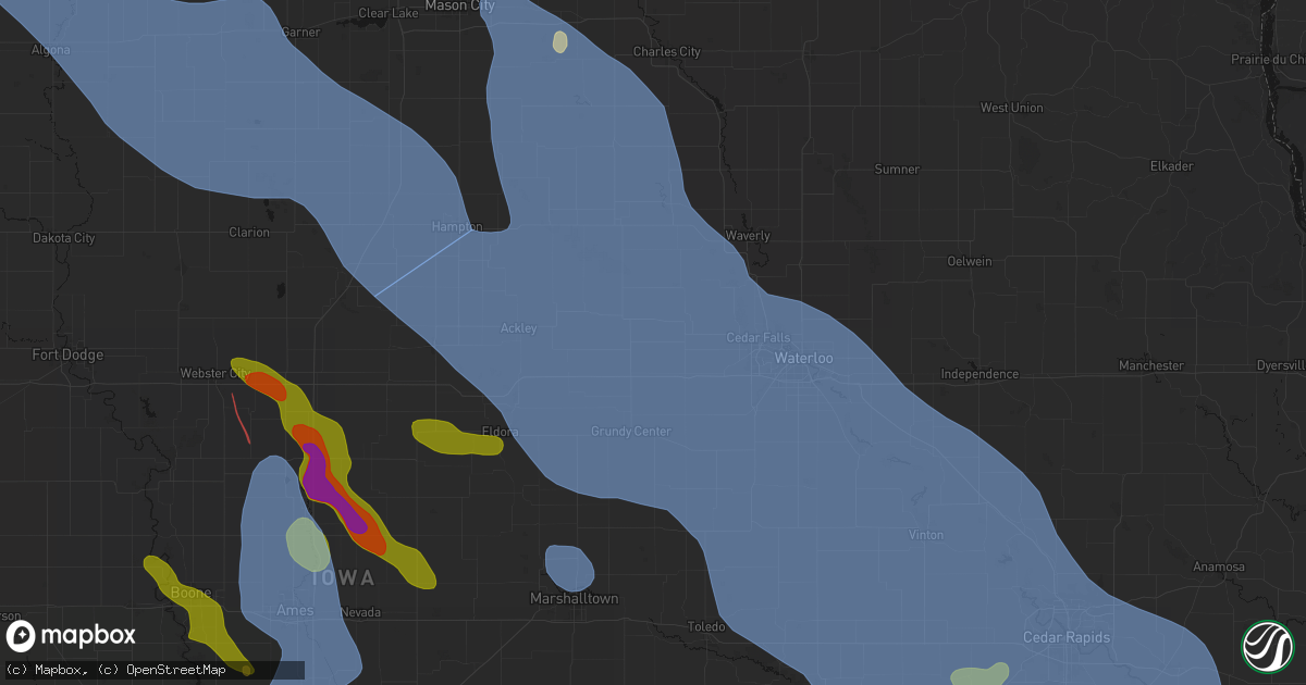 Hail map in Stout, IA on July 20, 2026