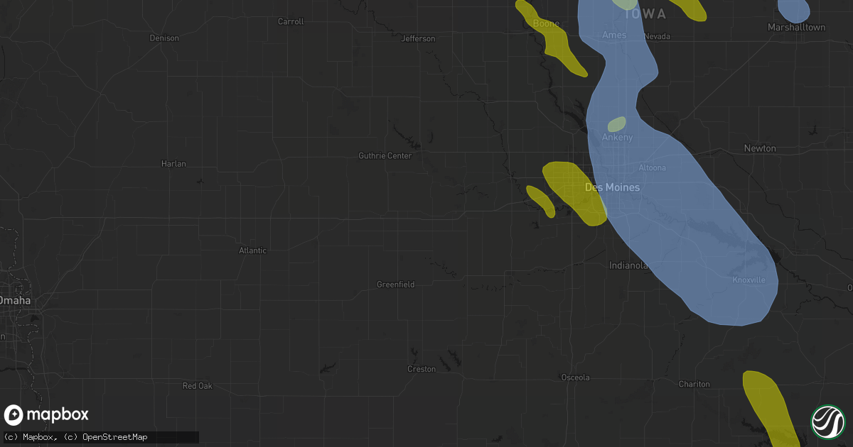 Hail map in Stuart, IA on July 20, 2026