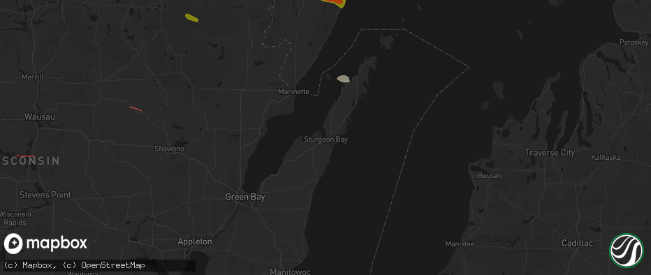 Hail map in Sturgeon Bay, WI on July 20, 2026