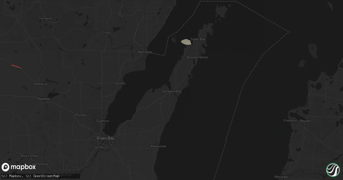 Hail map in Sturgeon Bay, WI on July 20, 2026