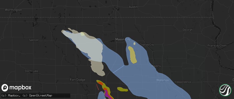 Hail map in Swaledale, IA on July 20, 2026