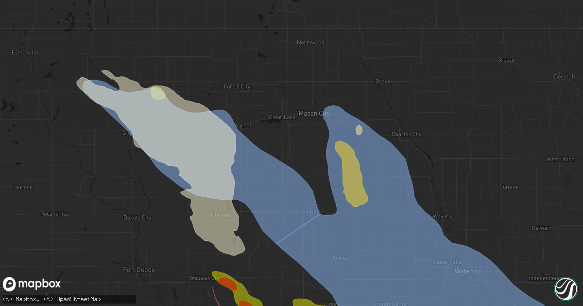 Hail map in Swaledale, IA on July 20, 2026