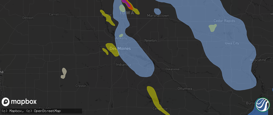 Hail map in Swan, IA on July 20, 2026