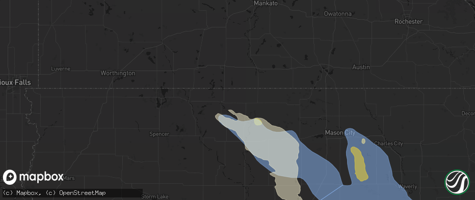 Hail map in Swea City, IA on July 20, 2026