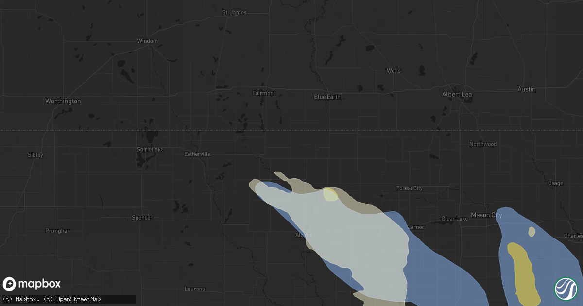 Hail map in Swea City, IA on July 20, 2026