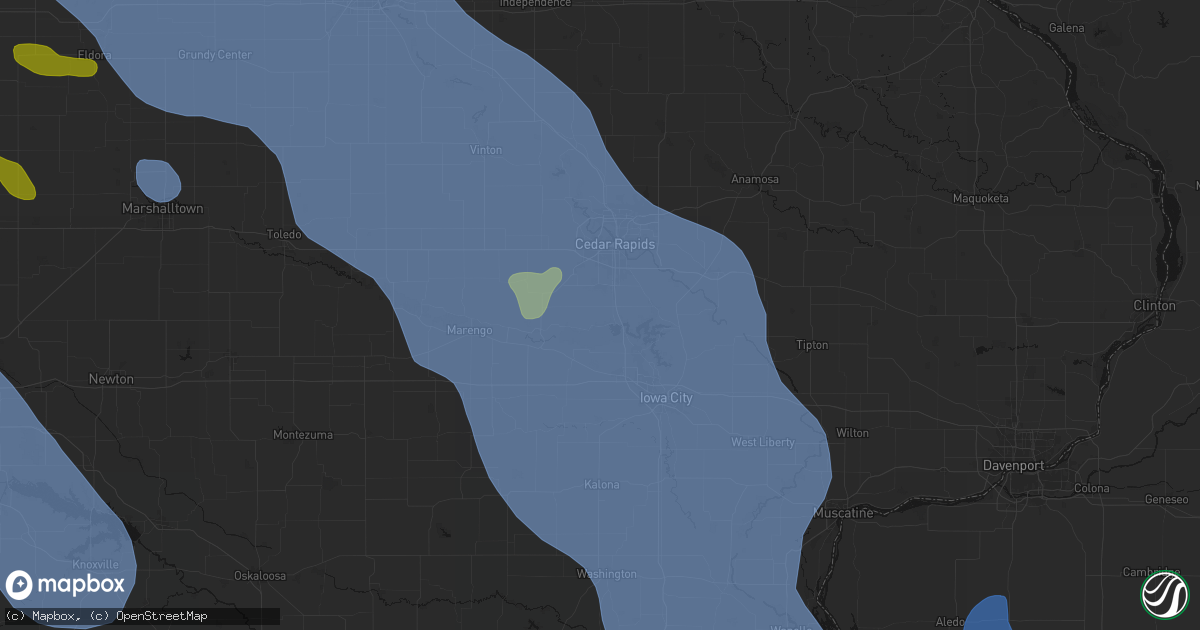 Hail map in Swisher, IA on July 20, 2026