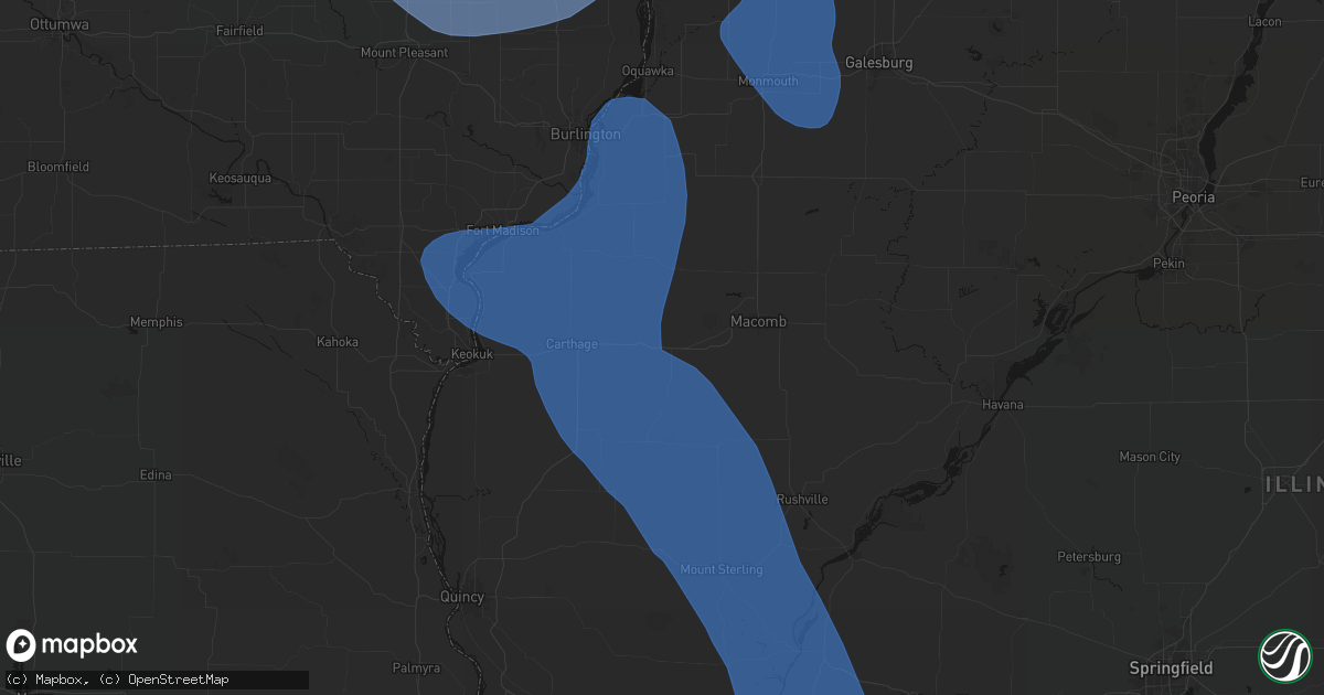 Hail map in Tennessee, IL on July 20, 2026