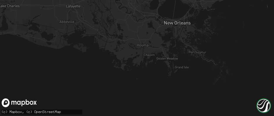 Hail map in Theriot, LA on July 20, 2026