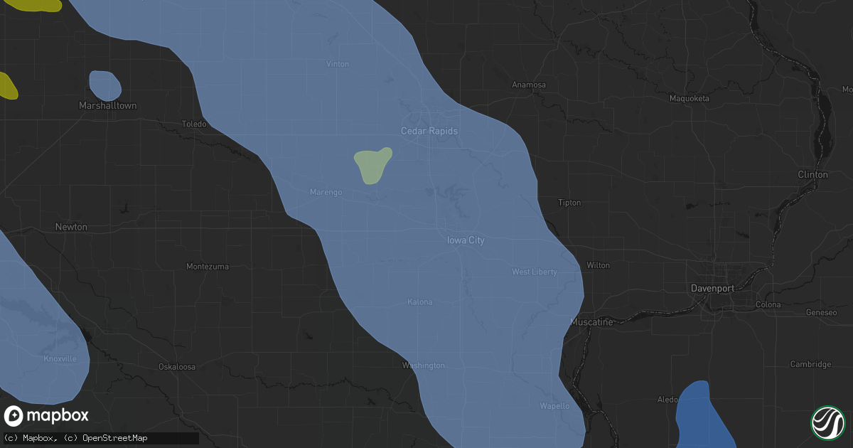 Hail map in Tiffin, IA on July 20, 2026