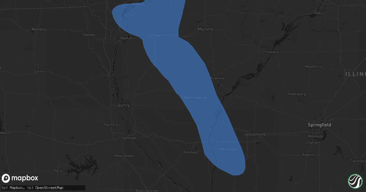Hail map in Timewell, IL on July 20, 2026