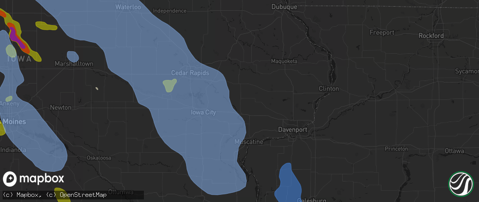 Hail map in Tipton, IA on July 20, 2026