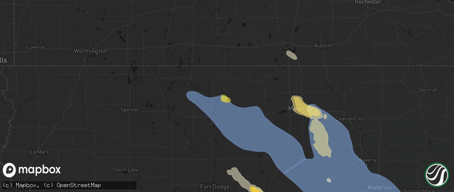 Hail map in Titonka, IA on July 20, 2026