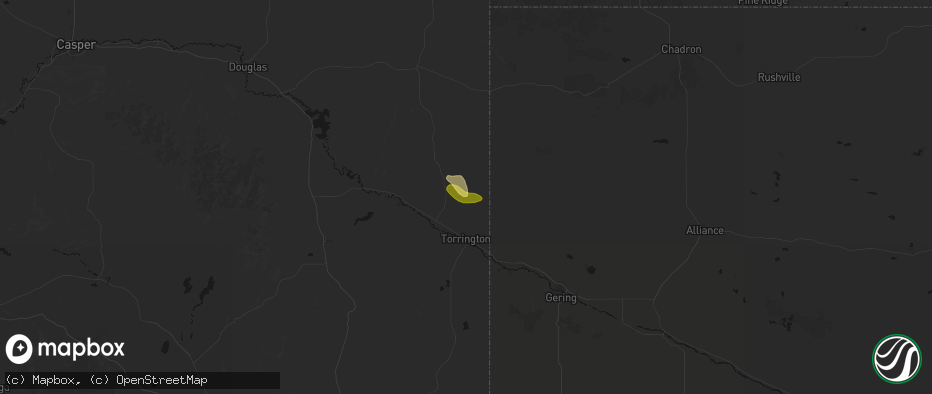Hail map in Torrington, WY on July 20, 2026