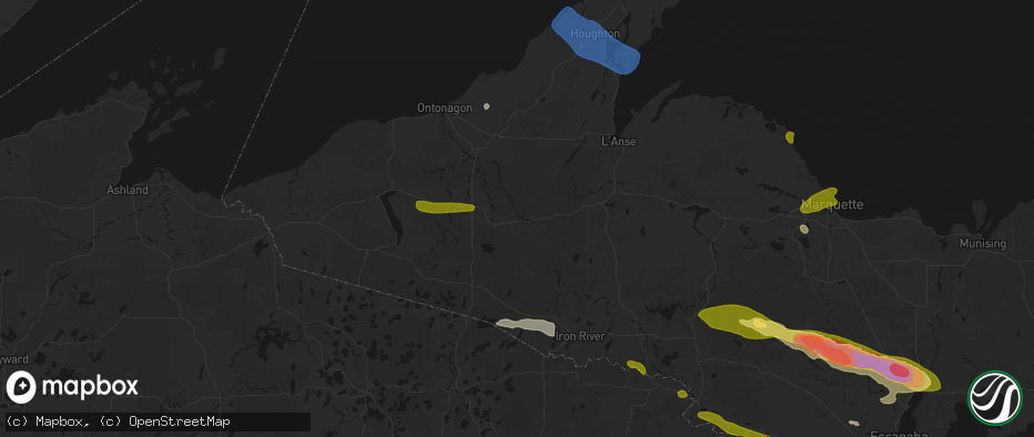 Hail map in Trout Creek, MI on July 20, 2026