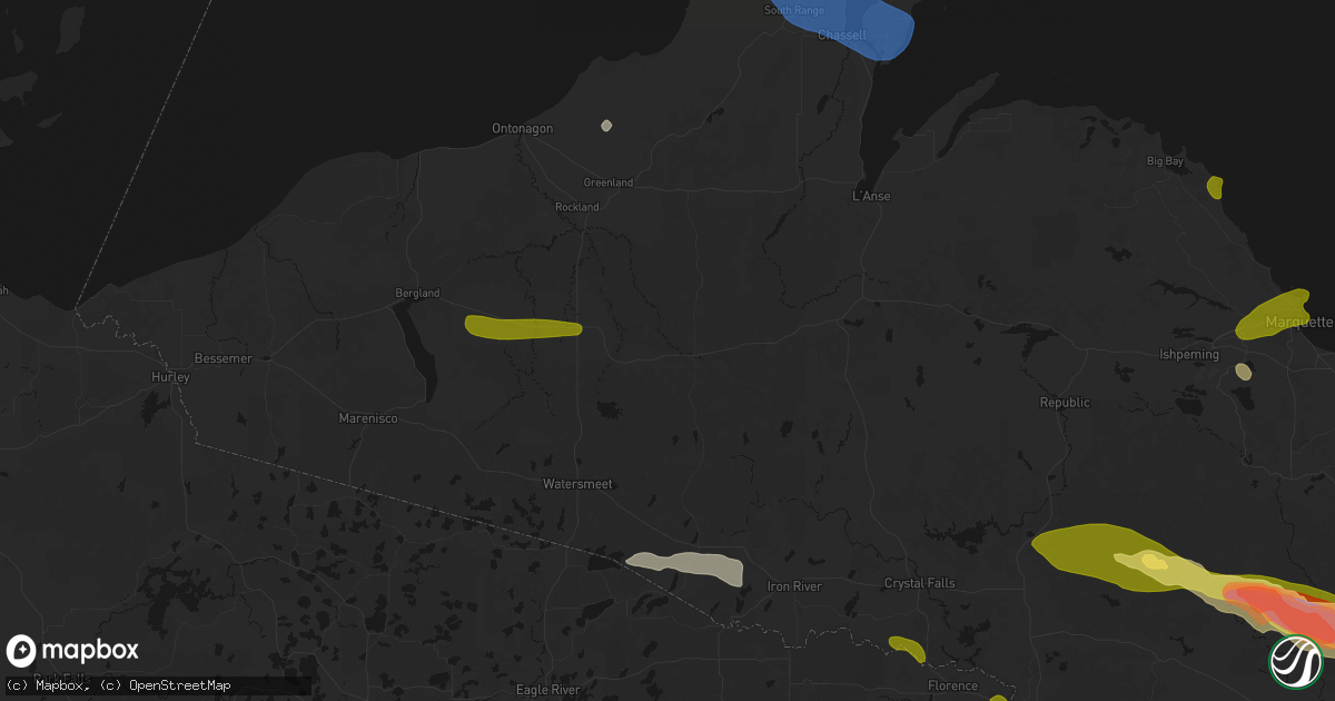 Hail map in Trout Creek, MI on July 20, 2026