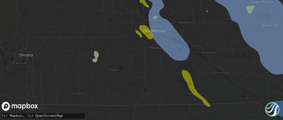 Hail map in Truro, IA on July 20, 2026