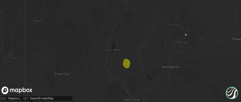 Hail map in Truth Or Consequences, NM on July 20, 2026
