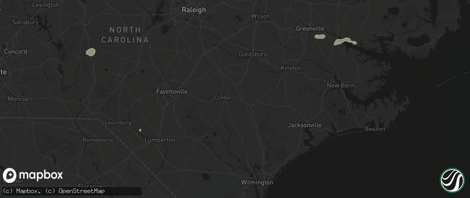 Hail map in Turkey, NC on July 20, 2026
