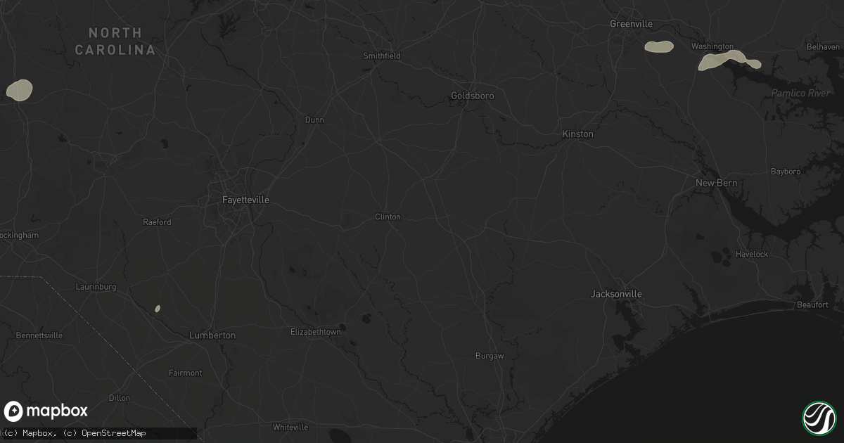 Hail map in Turkey, NC on July 20, 2026