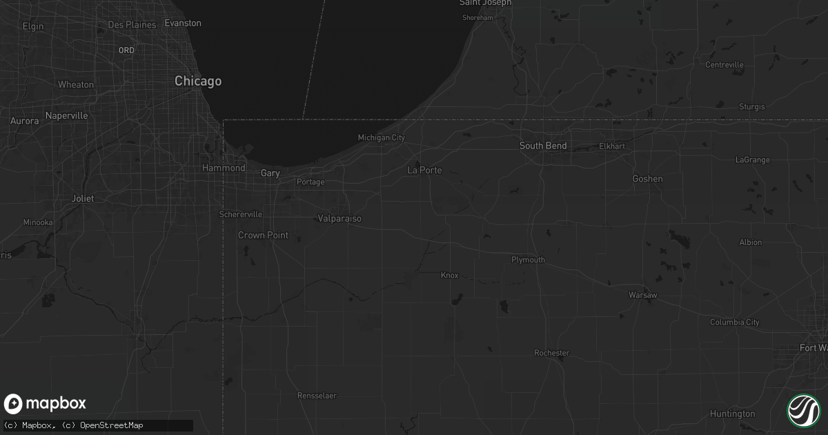 Hail map in Union Mills, IN on July 20, 2026