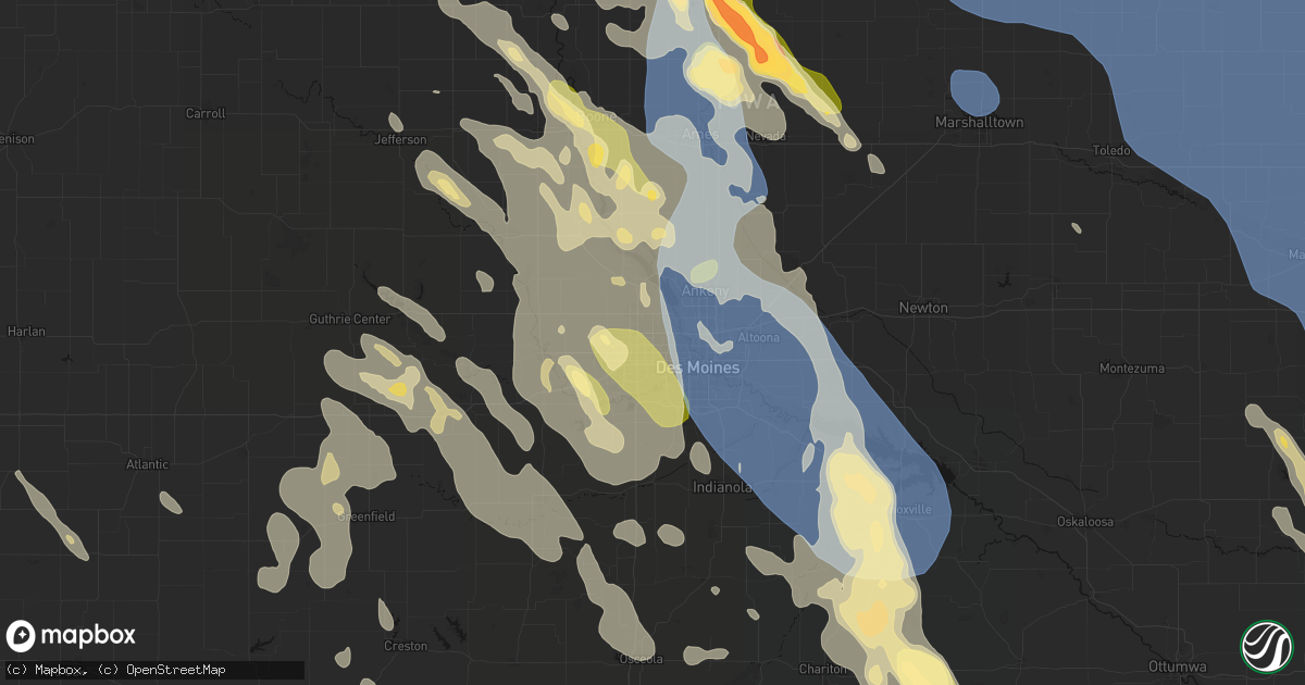Hail map in Urbandale, IA on July 20, 2026