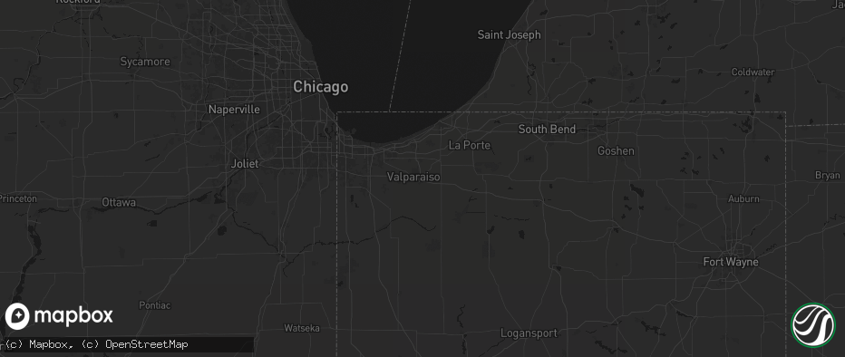 Hail map in Valparaiso, IN on July 20, 2026