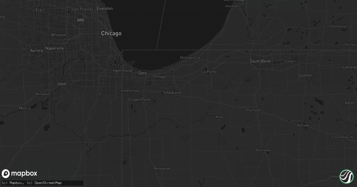 Hail map in Valparaiso, IN on July 20, 2026