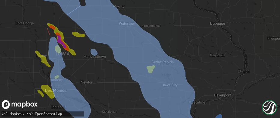 Hail map in Van Horne, IA on July 20, 2026