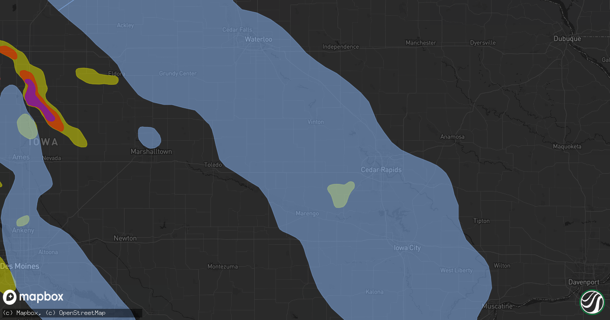 Hail map in Van Horne, IA on July 20, 2026