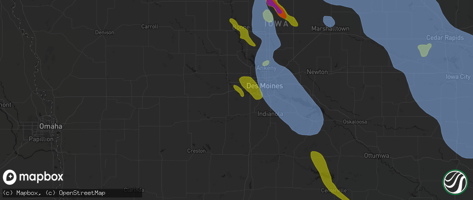 Hail map in Van Meter, IA on July 20, 2026