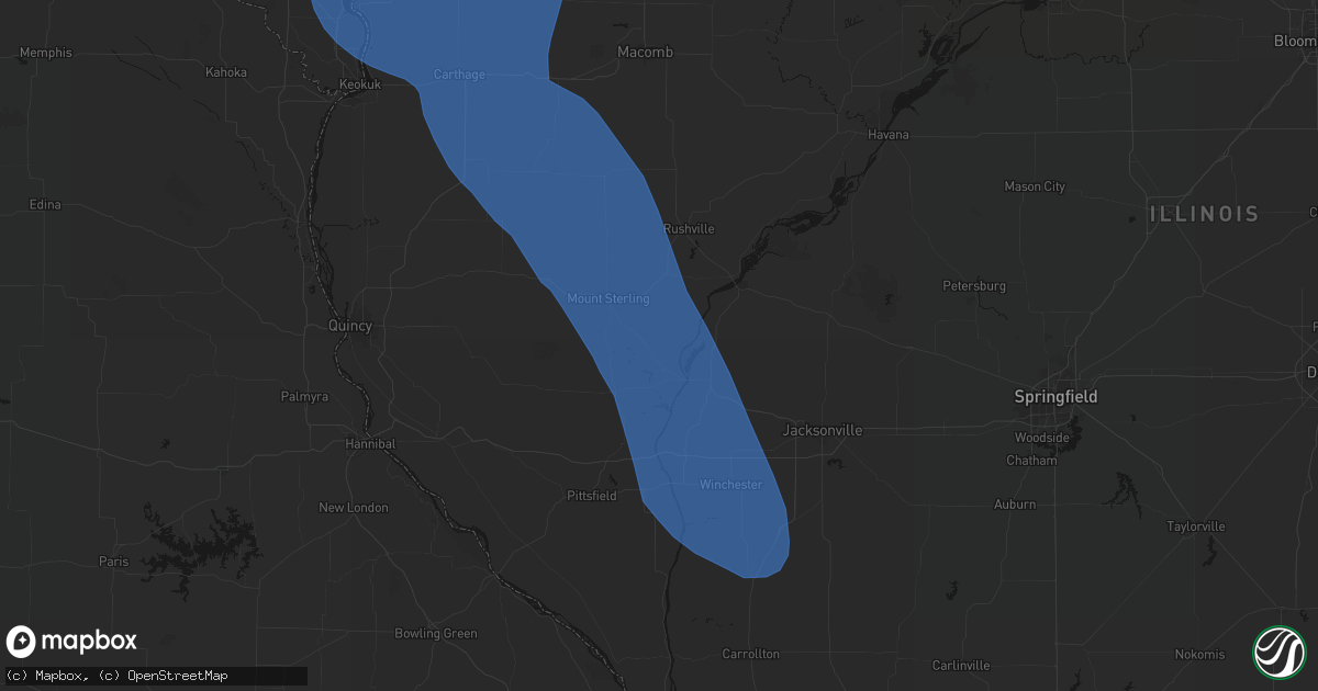 Hail map in Versailles, IL on July 20, 2026