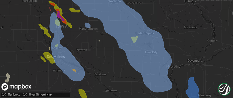 Hail map in Victor, IA on July 20, 2026