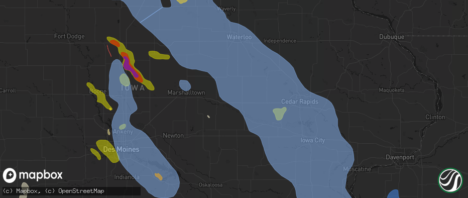 Hail map in Vining, IA on July 20, 2026