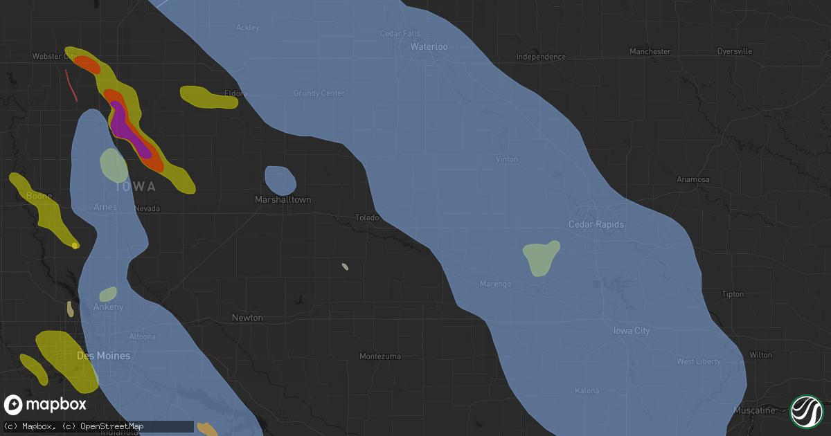 Hail map in Vining, IA on July 20, 2026