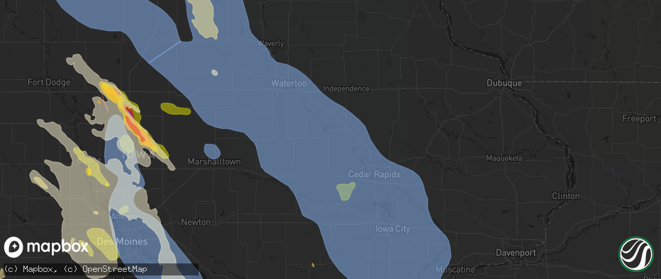 Hail map in Vinton, IA on July 20, 2026