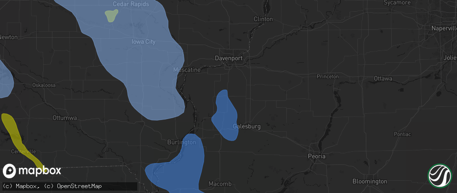 Hail map in Viola, IL on July 20, 2026