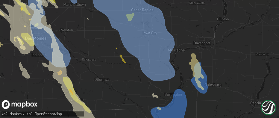 Hail map in Washington, IA on July 20, 2026