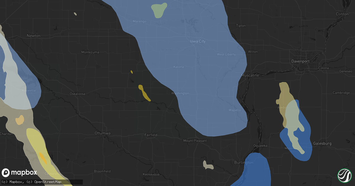 Hail map in Washington, IA on July 20, 2026
