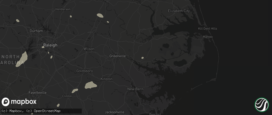 Hail map in Washington, NC on July 20, 2026
