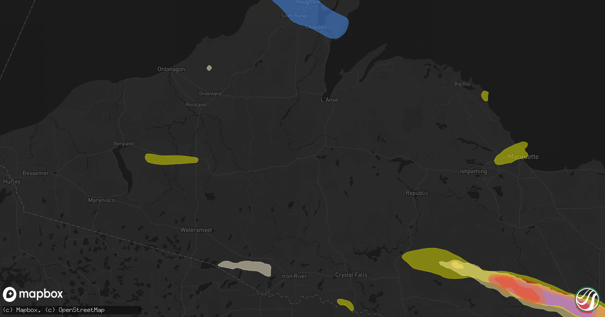 Hail map in Watton, MI on July 20, 2026