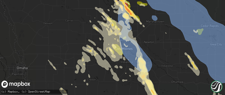 Hail map in Waukee, IA on July 20, 2026