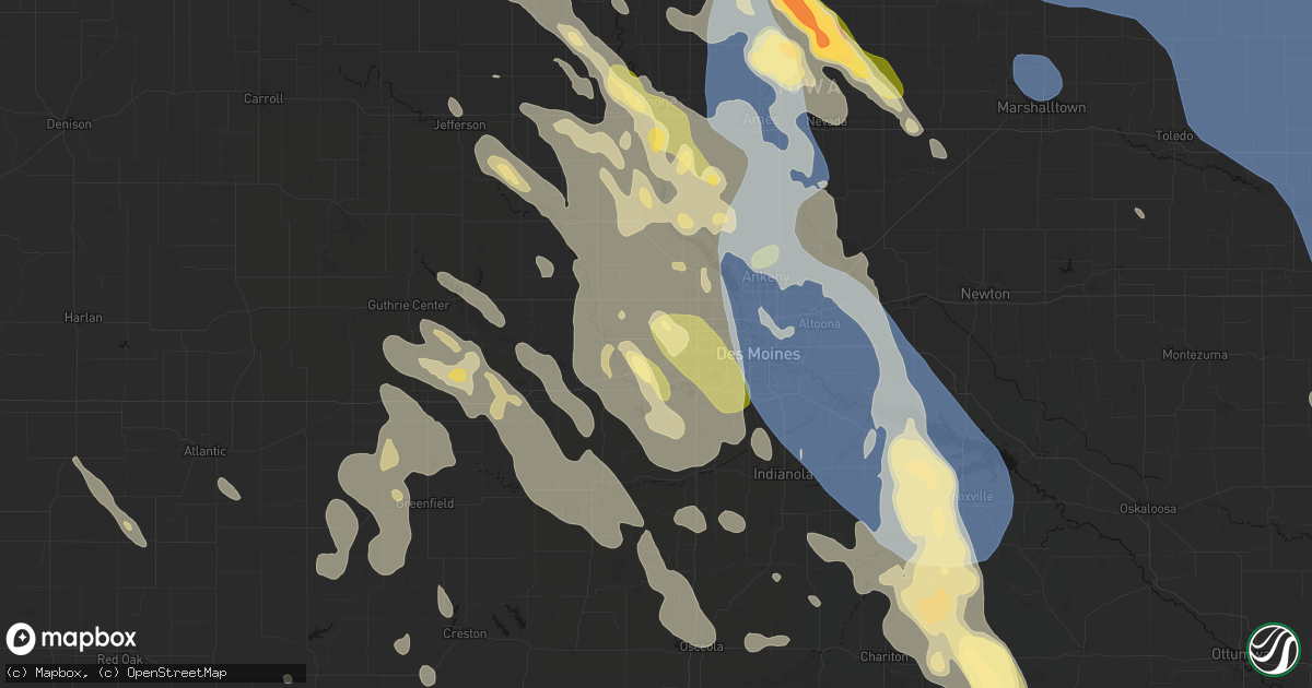 Hail map in Waukee, IA on July 20, 2026