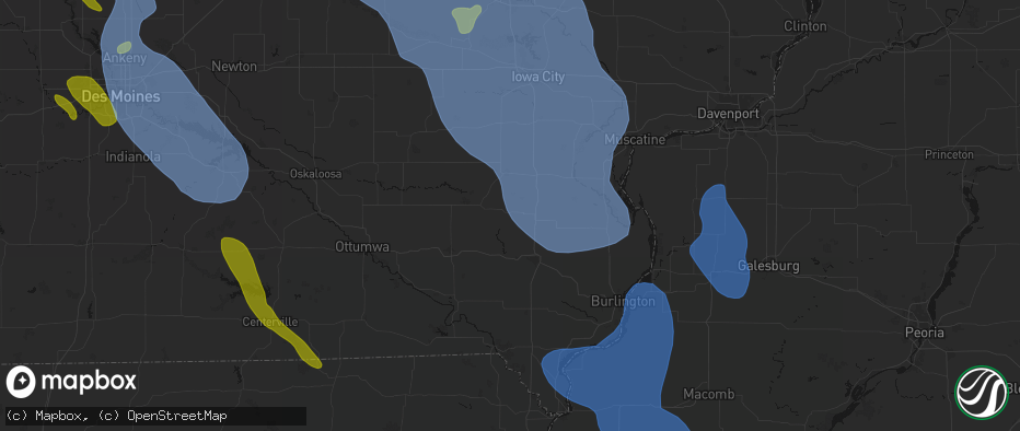 Hail map in Wayland, IA on July 20, 2026