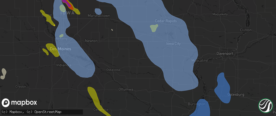 Hail map in Webster, IA on July 20, 2026